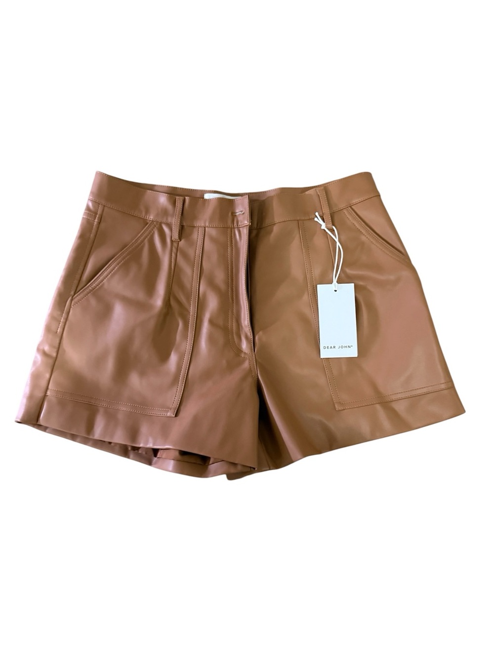 Dear John Tan Faux Leather High Waist Shorts